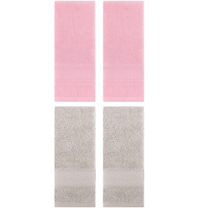 REGALWOVEN 4 Pcs Bathroom Decorative Cotton Soft Absorbent Sold Striped Hand Towel - 1 of 4