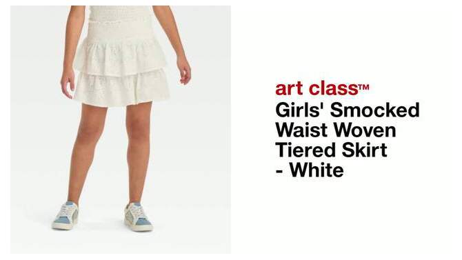 Girls' Smocked Waist Woven Tiered Skirt - art class™ White, 2 of 8, play video