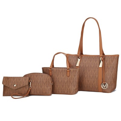 MKF Collection Marimar  M Signature Vegan Leather Women’s Tote – 4 Pcs set Handbag by Mia K