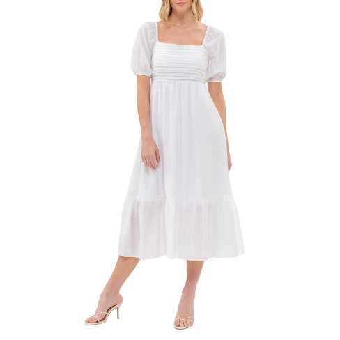 August Sky Women's Bubble Sleeve Empire Waist Midi Dress - image 1 of 4