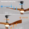 YAN Direct Current Fan With 3 Color Led Light,Indoor Ceiling Fan With Remote Reversible DC Motor And 3 Solid Wood Blades -The Pop Home - 3 of 4