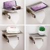 Attop Toilet Paper Holder with Shelf & 2 Hooks, Brushed Nickel Bathroom Organizer with Phone Shelf, No-Drilling Wall Mount Tissue Roll Storage - 3 of 4