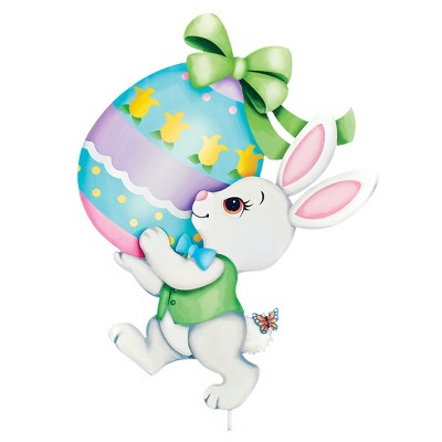 Collections Etc Adorable Bunny with Easter Egg Outdoor Garden Stake