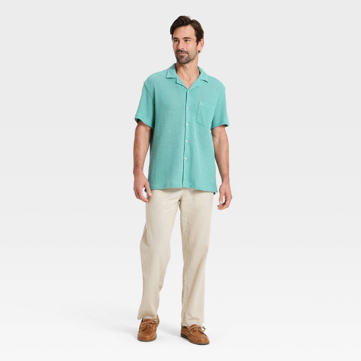 Men's Vacay Short Sleeve Camp Collar Open Weave Button-Down Shirt - Goodfellow & Co™ - thumbnail 6