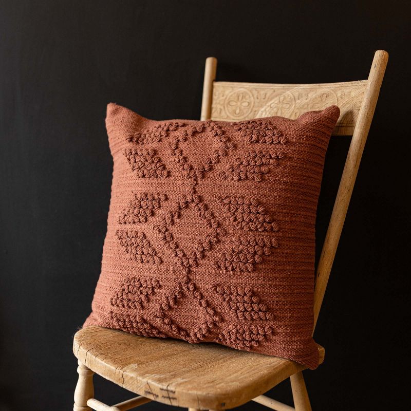 20x20 Inch Hand Woven Rust Southwest Geo Pillow Cotton With Polyester Fill by Foreside Home & Garden, 3 of 8