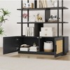5-Tier Bookshelf with Storage Cabinet & Rattan Doors, 71.1" Industrial Bookcase with Metal Frame, Open Display Shelves for Home Office, Natural - 4 of 4