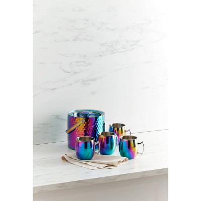 Rainbow Faceted Stainless Steel Insulated Ice Bucket, 3 Qt