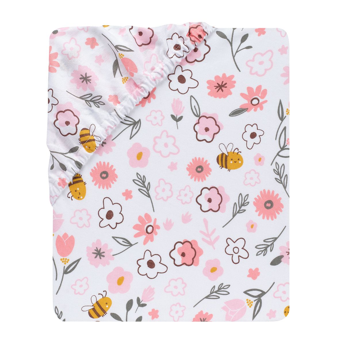 Lambs & Ivy Little Garden 100% Cotton Pink Floral Fitted Crib/Toddler Sheet - thumbnail 4