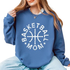 Simply Sage Market Basketball Mom Distressed Sweatshirt - L - Slate - 1 of 4