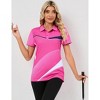 Clearlove Women's Geometric Print Short Sleeve Polo Shirt Breathable Cotton Blend Casual Collared Top - 4 of 4