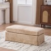 TiramisuBest Modern Upholstered Chenille Ottoman,46" Square Footstool with Sturdy Metal Legs for Living, Bedroom, Entryway, and Office, Beige - 2 of 4