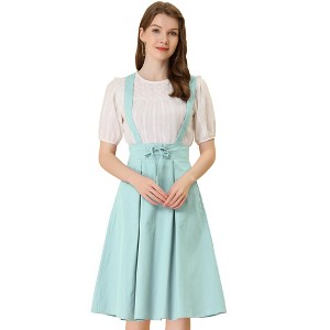 INSPIRE CHIC Women's High Waist Overall Corset Skater Suspender Dresses - 1 of 4