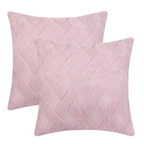 1pc Fuzzy Cushion Cover Without Filler, Pink Plush Throw Pillow Case, Pillow  Insert Not Include, For Sofa, Living Room