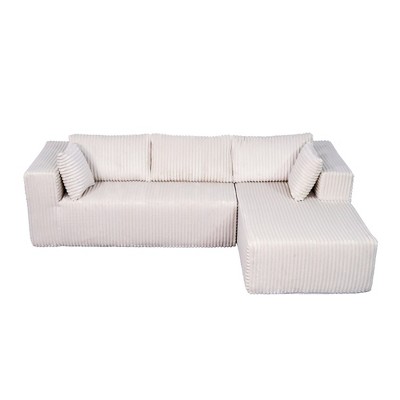 Hzzkey 105" L-Shaped Cloud Sofa with Chaise, Modular Plush Sectional, Beige White,Black,Grey,No Assembly
