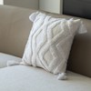 16" Handwoven Cotton Throw Pillow Cover with White Tufted Patterns and Tassel Corners, with Insert - 4 of 4