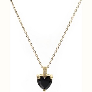 Birthstone Heart Necklace for Women, 14K Gold Plated with Cubic Zirconia Accents - 1 of 4