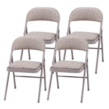 MECO Sudden Comfort Deluxe Metal Fabric Padded Folding Chair Set for Indoor Home Special Occasions or Outdoor Events, Gray (Set of 4)