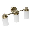 3 Light Metal and Opaque White Glass Shade Vanity Wall Light Fixture with Round Backplate -  Lalia Home - 3 of 4
