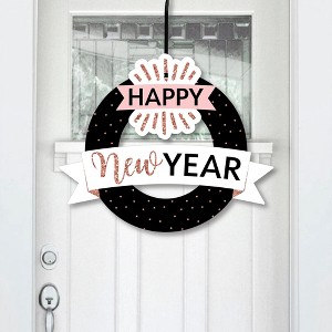 Big Dot of Happiness Rose Gold Happy New Year - Outdoor New Years Eve Party Decor - Front Door Wreath - 1 of 4
