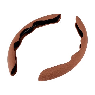 Unique Bargains Pair Faux Suede Car Anti Slip Steering Wheel Cover with Two Section Black 38cm 15"