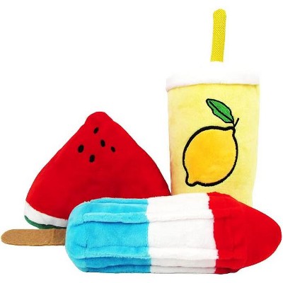 ZippyPaws Crinkle Plush Cute Dog Toys, Popsicle, Watermelon, Lemonade (Summertime Combo)
