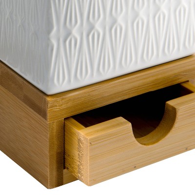 White Ceramic and Bamboo Lotion Pump with Drawer