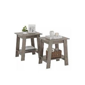Nasitip 2PACK End Table,Wood Nightstand with 2-Tier Storage Shelf,Narrow Side Table for Small Spaces - 1 of 4