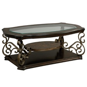 Vynxaria Glass Top End Tables - Elegant Cocktail Table with Marble Shelf(52"Lx32"Wx20.3"H) - 1 of 4