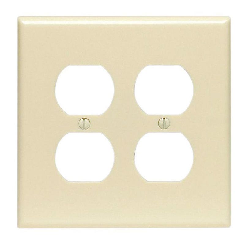 Leviton Almond 2 gang Thermoset Plastic Duplex Outlet Wall Plate 1 pk, 2 of 3