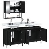 vidaXL 3-Piece Bathroom Furniture Set - Engineered Wood - Includes Black Wall-Mounted Mirror Cabinet and 2 Sink Cabinets, Ample Storage, Modern Design - 4 of 4