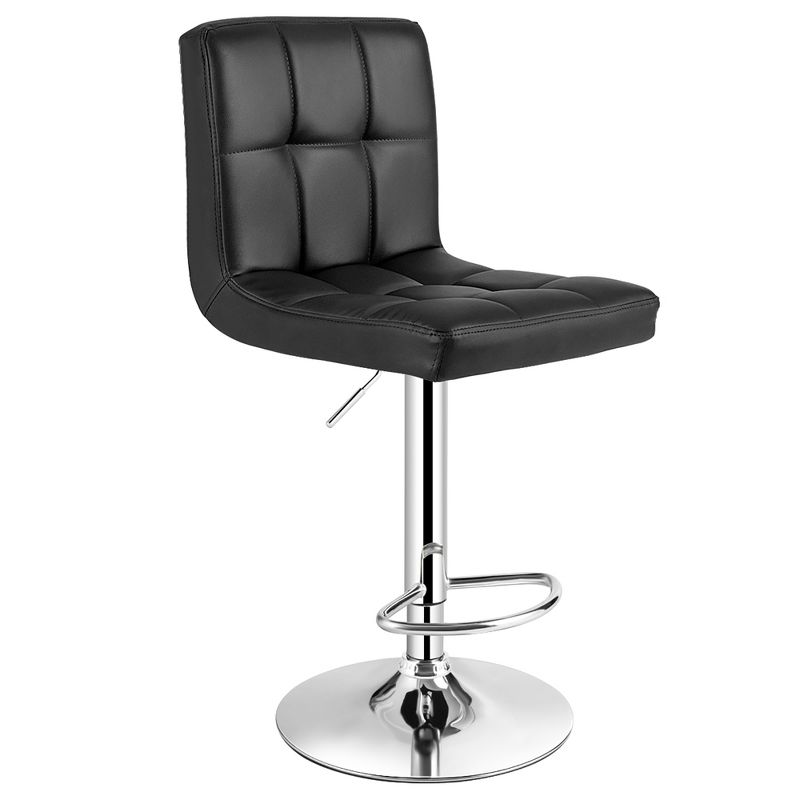 Costway Adjustable Swivel Bar Stool Counter Height Bar Chair PU Leather w/ Back Black, 1 of 11