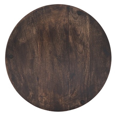 Dark Brown Round Bamboo Wood Charger Plates, Set of 4