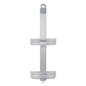 Two Tier Large Aluminum Shower Caddy with Clear Baskets White - Bath Bliss: Rustproof Hanging Organizer, Bathroom Rack - 1 of 4