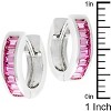 Slickblue Pink Emerald Cut Cubic Zirconia Earrings, Rhodium Plated Hinge Back, Contemporary Fashion Jewelry - 3 of 3