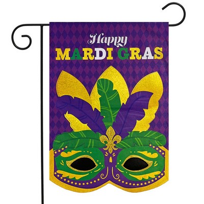 Mardi Gras Mask Burlap Outdoor Garden Flag 18" x 12.5"