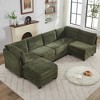 Corduroy U-Shaped Modular Sectional Sofa with Storage and Ottoman - 2 of 4
