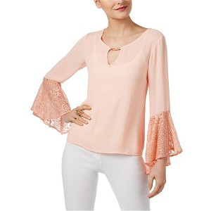 Thalia Sodi Womens Bell Sleeves Peplum Blouse, Orange, Small - 1 of 1