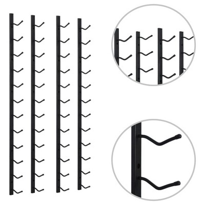 Black Iron Wall Mounted Wine Rack for 24 Bottles, 2 Piece Set