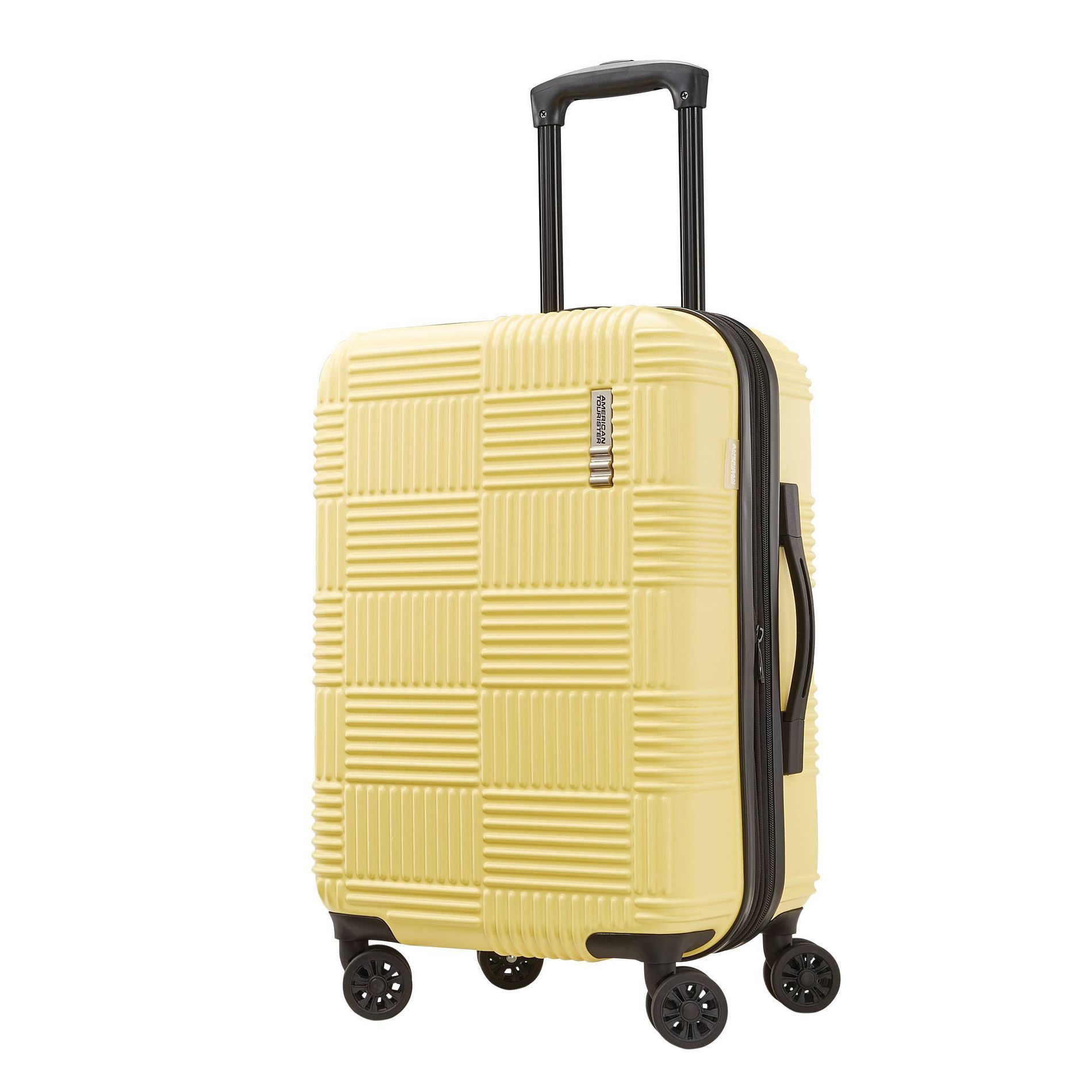 American Tourister NXT Checkered Hardside Carry On Spinner Suitcase - Yellow