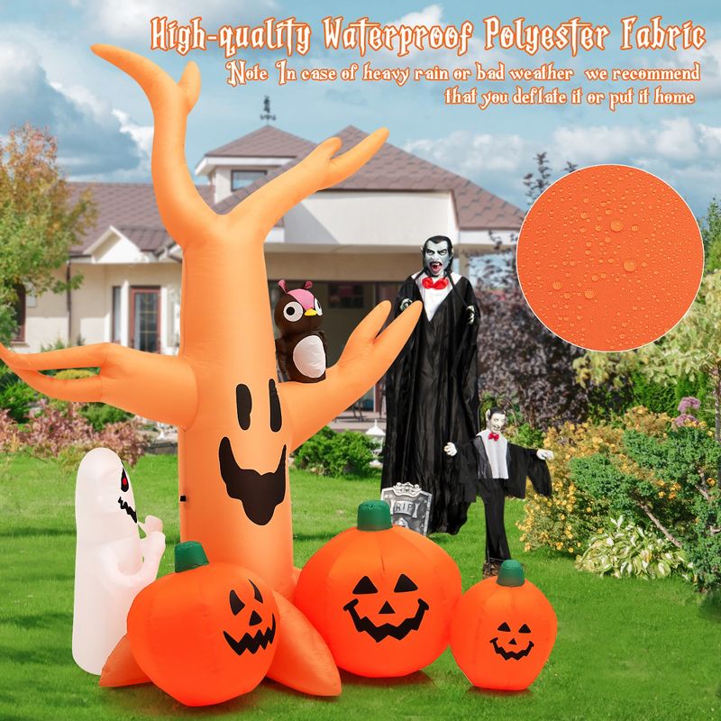 Costway 8 FT Halloween Inflatable Dead Tree w/ Pumpkins Blow up Yard Decoration, 3 of 9