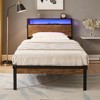 NicBex Metal Platform Bed Frame with Wooden Storage Headboard,Built in Charging Station and LED,No Box Spring Needed,Easy Assembly,Black+Brown - 2 of 4