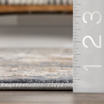 Vintage Medallion Beige and Blue Synthetic Area Rug