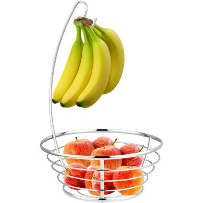 Home Basics Chrome Plated Steel Fruit Basket with Banana Tree