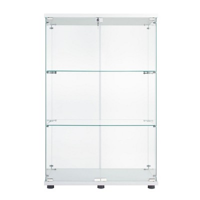 50''H Glass Display Cabinet With 2 Doors 3-Shelf Clear Glass Display Cabinet, Floor Standing Collection Display Bookshelf For Living Room, Office