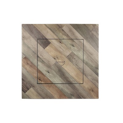 Black and Gray Steel Gas Fire Pit Table with Faux Wood Mantel