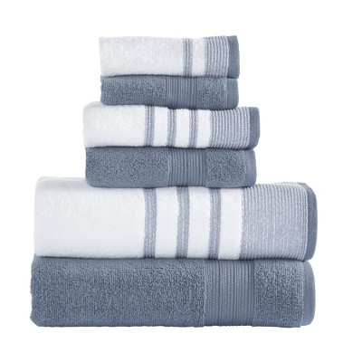 Modern Threads 6 Piece Bath Towel Set, Quick Dry Striped, Reinhart ...