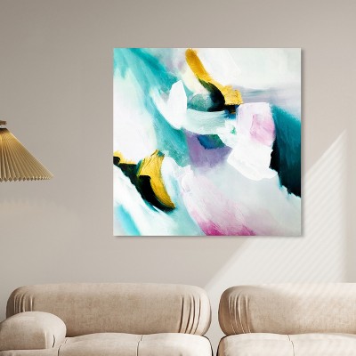 Large Blue and Gold Abstract Canvas Wall Art
