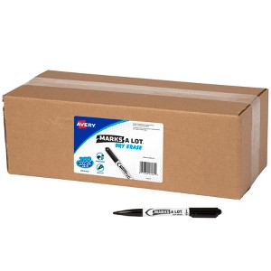 Avery Marks A Lot Value Pack Dry Erase Markers, Pen Style, Bullet Tip, 200 Black Markers (24595) - 1 of 4
