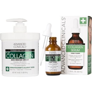 Advanced Clinicals Firming Collagen Serum + Unscented Collagen Body Lotion Moisturizer Skin Care Set, 2 Piece Set - 1 of 4