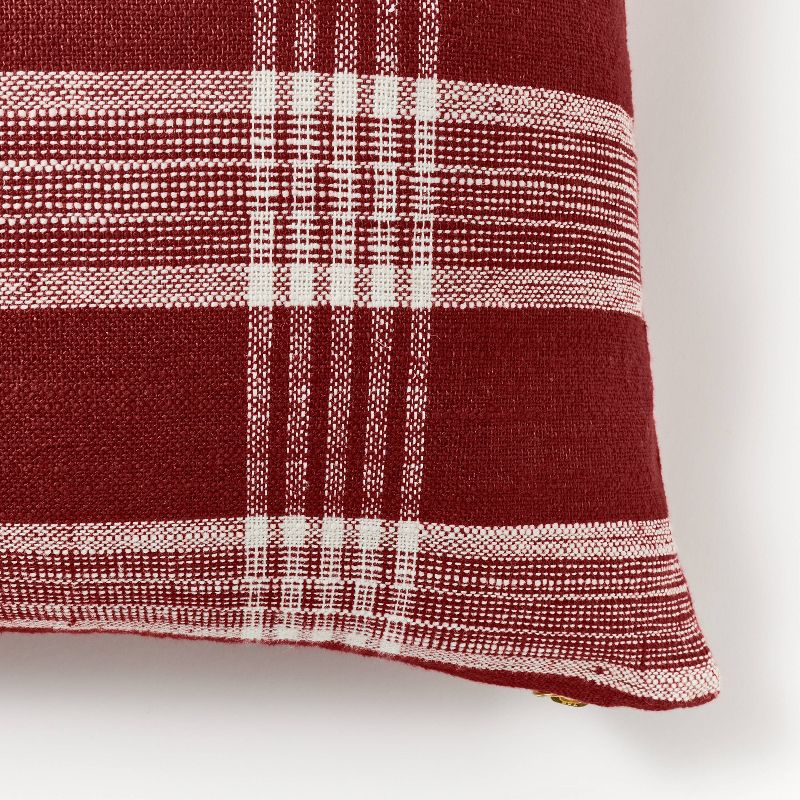 Woven Plaid Square Throw Pillow with Zipper Pull Red - Threshold&#8482; designed with Studio McGee, 4 of 6